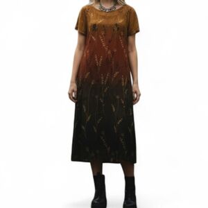 VTG La Cera Ombre Floral Midi Dress M | Whimsigoth Earthy Boho Double Layer